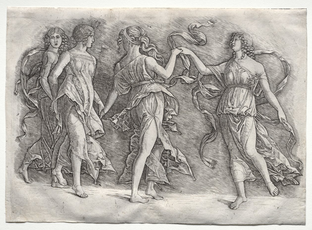 Quatre muses dansantes - probably by the so called Premier Engraver