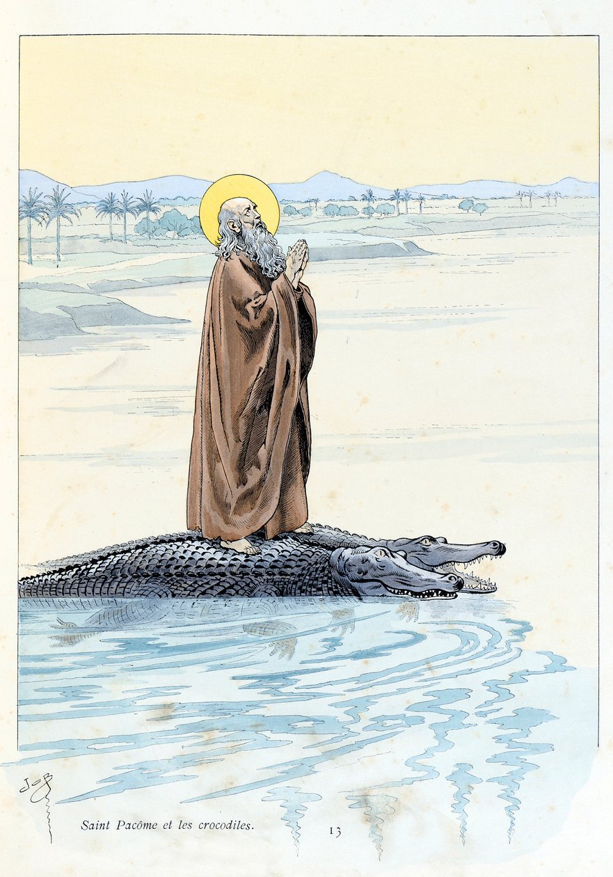 Illustration du livre « A la gloire des bêtes »: Saint Pacôme et les crocodiles - pseudonym for Onfray de Breville Jacques Job