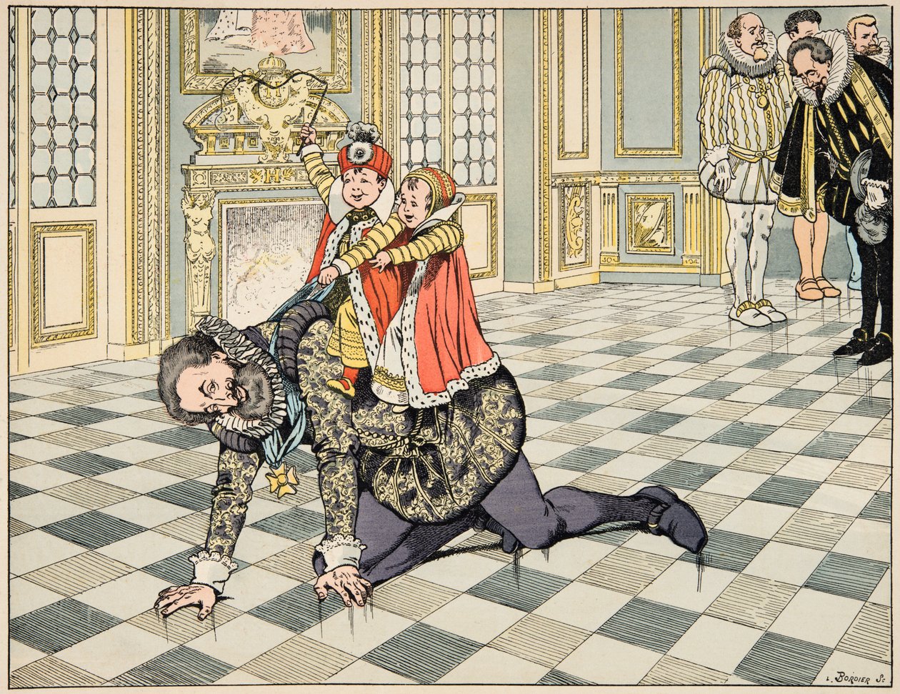 Illustration du livre « Le bon roy Henri », illustré par Jacques Marie Gaston Onfray de Breville dit JOB (1858-1931) : Devant l