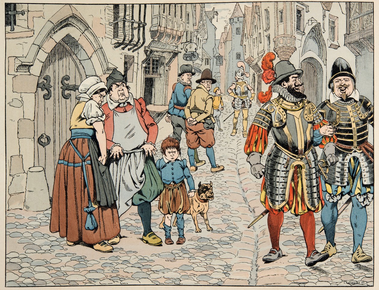 Illustration tirée du livre "Le bon roy Henri", illustrée par Jacques Marie Gaston Onfray de Bréville dit JOB (1858-1931) : Les Parisiens voient d