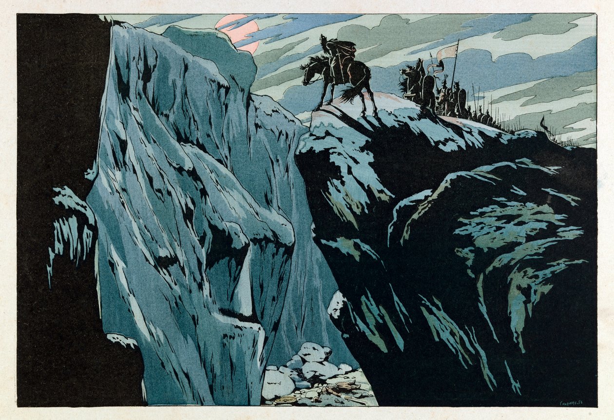Illustration du livre « Les épées de France » : Mort de Roland à Roncevaux en 778 - pseudonym for Onfray de Breville Jacques Job