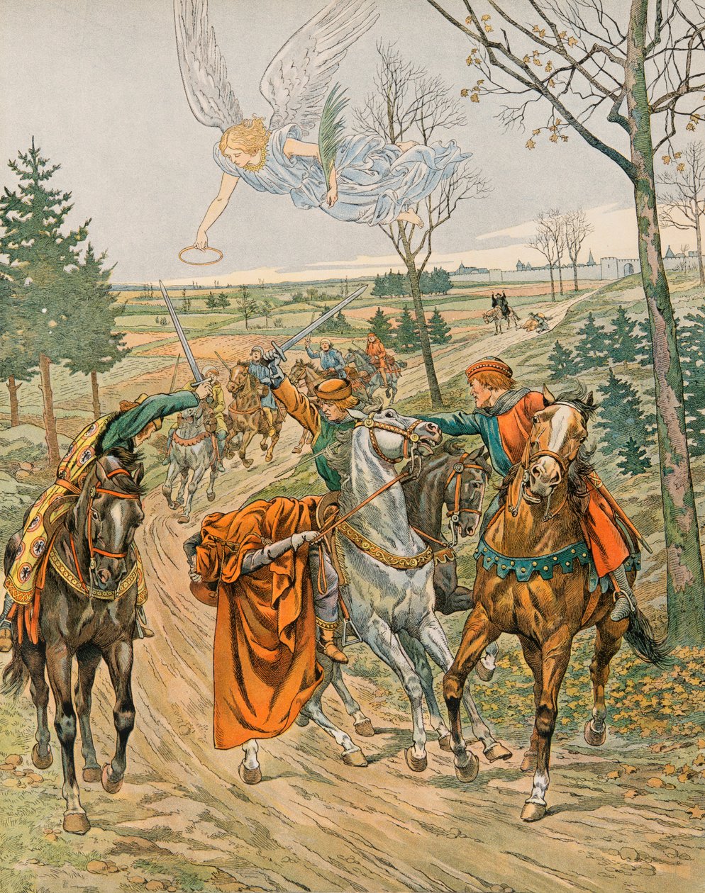 Jacques Marie Gaston Onfroy de Bréville dit JOB (1858-1931) - Histoire de Belgique : Saint Albert de Louvain (ca. 1166-1192), Prince de Liège est assassiné à Reims par les sbires de l