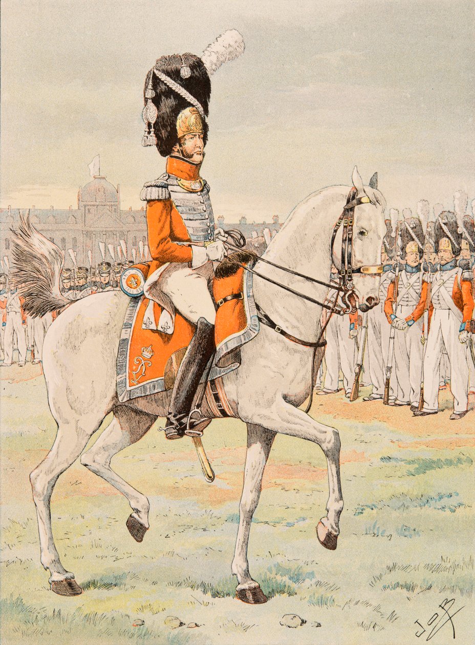 Uniforme des troupes françaises à travers les âges : officier de la garde royale suisse - pseudonym for Onfray de Breville Jacques Job