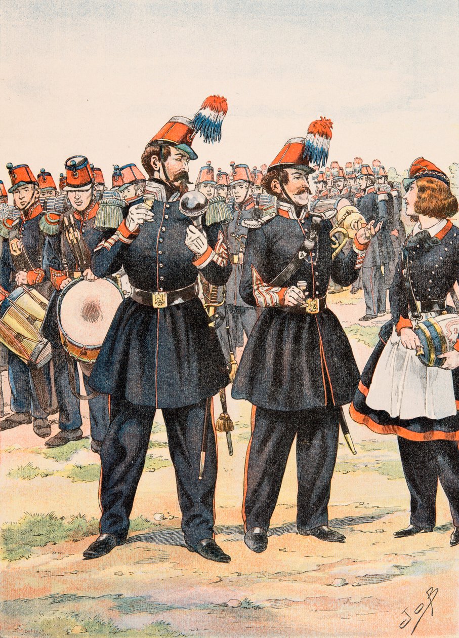 Jacques Marie Gaston Onfroy de Bréville dit JOB (1858-1931) - Tenue des troupes françaises à toutes les époques : Tambour Major, chef de musique et cantinière de la Garde Mobile - pseudonym for Onfray de Breville Jacques Job
