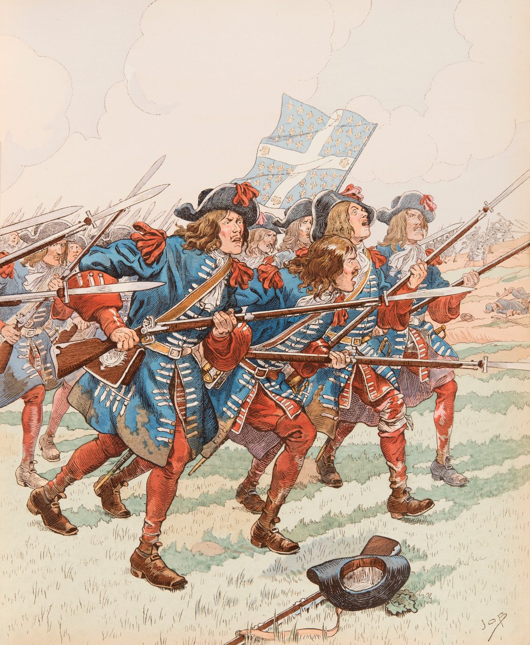 Jacques Marie Gaston Onfroy de Bréville dit JOB (1858-1931) - La première baïonnette (Charge militaire sous Louis XIII) - pseudonym for Onfray de Breville Jacques Job