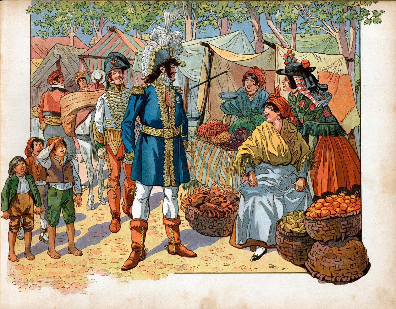 Joachim Murat sur les marches en Espagne. Gravure de Jacques Marie Gaston Onfray de Breville dit Job - pseudonym for Onfray de Breville Jacques Job