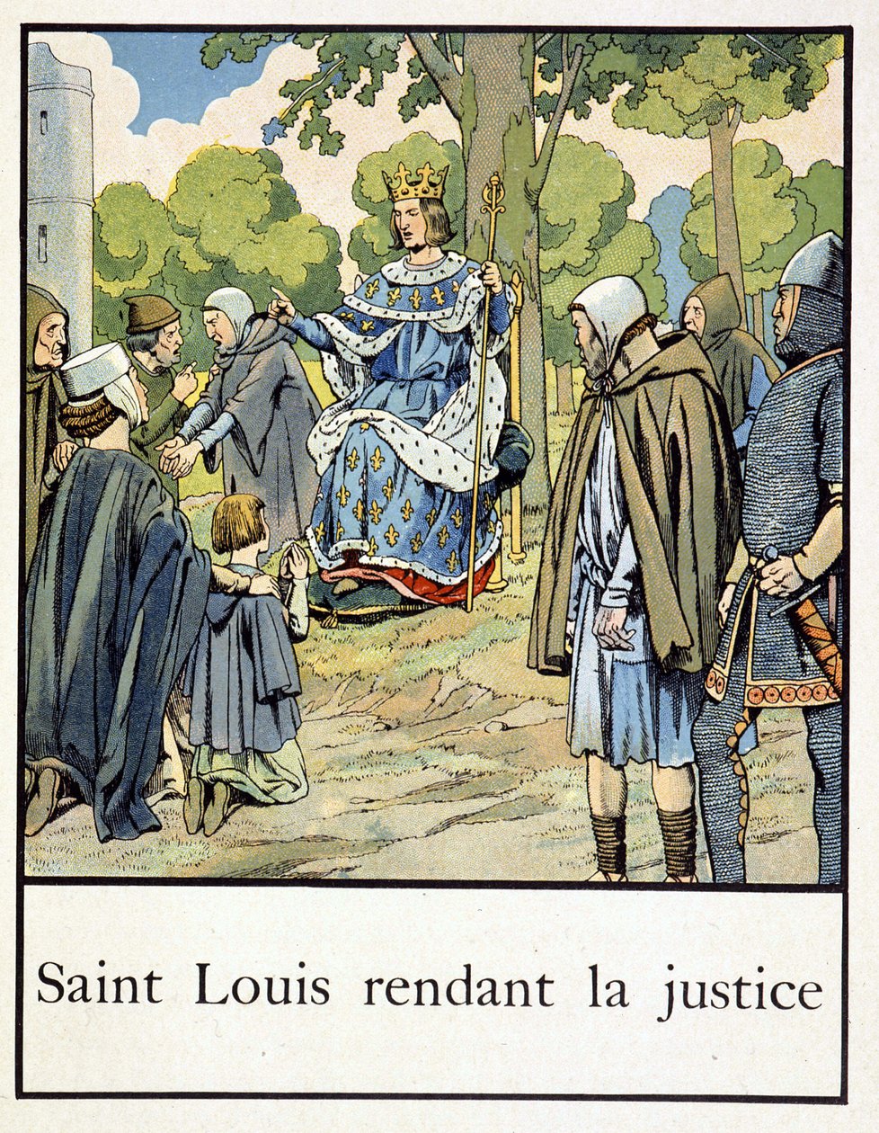 Saint Louis rendant la justice - dans « Petite histoire de France » par Jacques Bainville, éd. Mane - pseudonym for Onfray de Breville Jacques Job