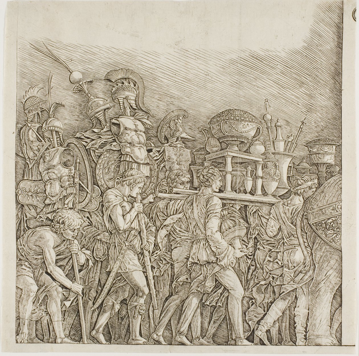 Triomphe de César : Soldats portant des trophées - school of Andrea Mantegna