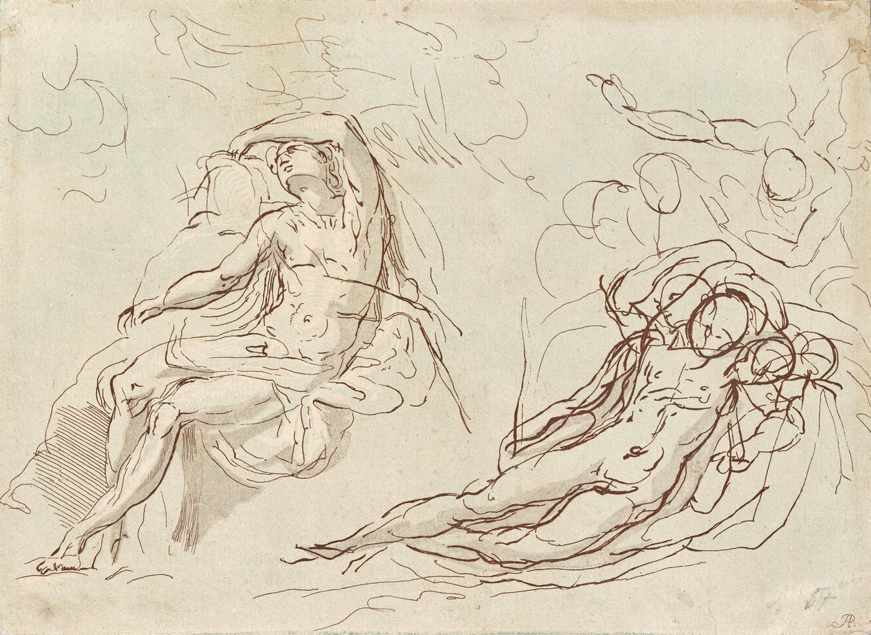Figure assise et allongée - signiert AP