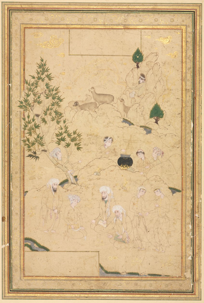 Pique-nique dans les montagnes ; Illustration sur une seule page - style of Muhammadi