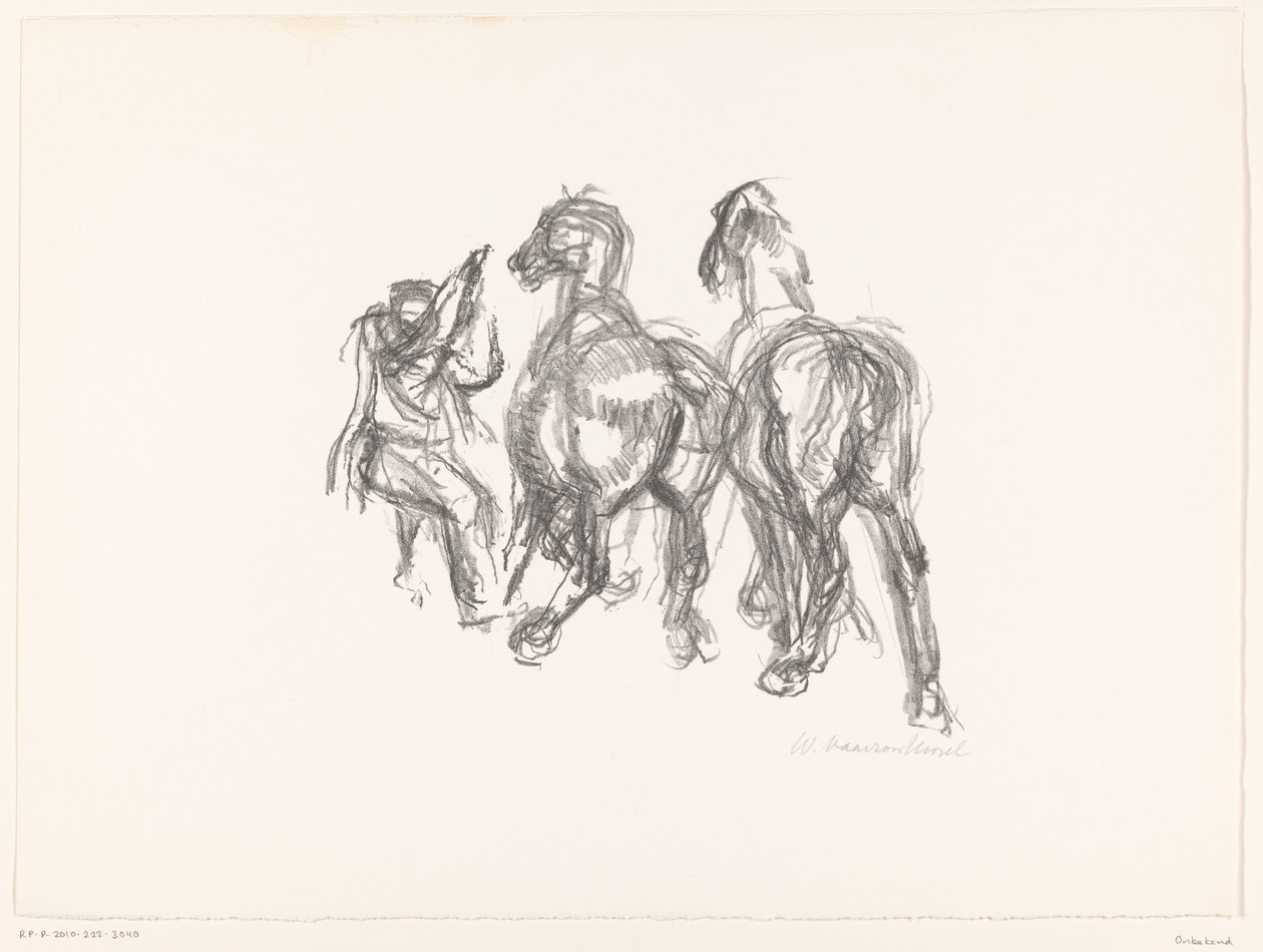 Homme et chevaux - unknown (signed by artist)