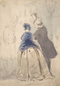 Scène de rue de Vanity Fair, avec Amelia, George Osborne et Dobbin, 1800-1819