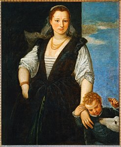 Portrait de femme avec un enfant et un chien - Portrait of a woman with a child and a dog …