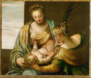 Le mariage mystique de Sainte Catherine de Sienne ... (huile sur toile)