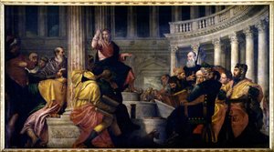 Jésus parlant aux docteurs. Peinture de Paolo Veronese (1528-1588)