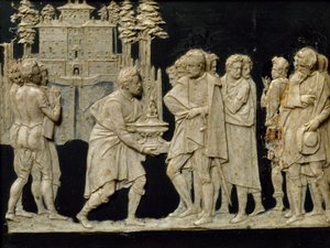 Présentation à François Ier du modèle de fontaine à Pratolino, par Jean de Boulogne alias Giambologna, carreau de cire - Giambologna