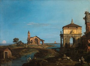 Une île dans la lagune avec une porte et une église - (1697 1768) Canaletto