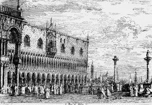 Palais des Doges et Piera del Bando, Venise, gravure par Giovanni Antonio Canal, dit Canaletto (1697-1768), Italie - Canaletto
