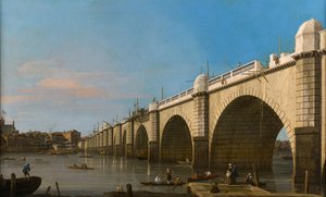 Londres, Pont de Westminster en construction, vu du sud-est - Canaletto