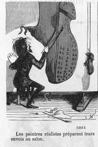Les peintres réalistes préparent leurs envois au Salon. - Nadar