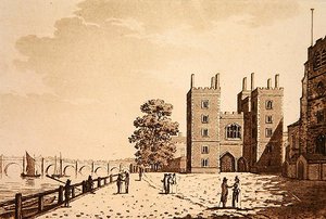 Vue du palais de Lambeth, vers 1800 - (after) English School