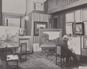 Le peintre français Jean Charles Cazin dans son atelier - (after) French Photographer