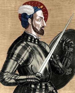 Charles de Bourbon (1490-1527), commandant suprême des armées françaises, document colorisé en gravure - (after) French School