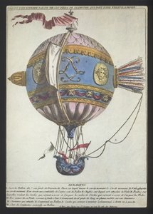 Conception pour un ballon de 120 pieds de diamètre pour une ascension depuis Dijon (gravure en couleur) - (after) French School