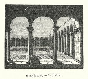 Saint-Papoul, Le cloître (gravure) - (after) French School
