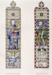 Vitrail représentant Saint Ouen et Manassès, église Saint-Ouen de Rouen - (after) French School
