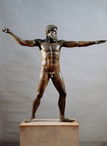 Art grec : statue en bronze appelée le dieu du cap Artémision attribuée au sculpteur Kalamis - (attr. to) Kalamis