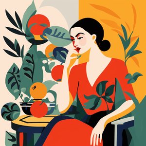 Peinture de filles dans une chaise dans le style de Matisse