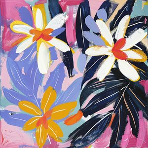 Fleurs de neige abstraites décoration murale pour salon
