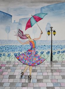 Elle danse sous la pluie