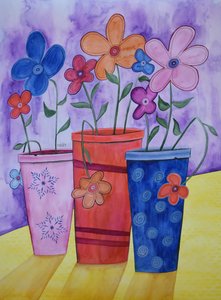 Pots de fleurs - Marys Watercolors