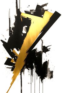 Peinture noire dorée, Art contemporain, Grande toile, sur demande Impression