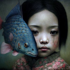 Le bonheur est un poisson chaud, idées de décoration murale moderne - F. Abderrahim
