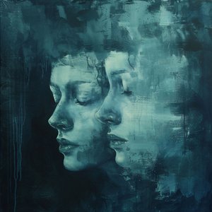 Double Face Painting in sadness, wall art decor  canvas prints