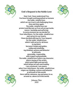 Le legs de Dieu est le noble amour pour tous les humains de ce monde - Johanna Thier