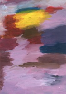 Une fusion expressive des trois couleurs primaires, le bleu, le rouge et le jaune, qui dansent en harmonie