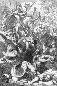 Chef chérusque Arminius à la bataille de Teutobourg opposant les Romains aux Germains en 9 après J.-C.