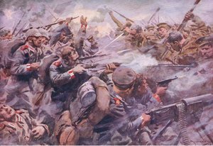 La défaite de la garde prussienne à Zonnebeke, de History of the Great War Vol 3 publié par Waverley Book Co Limited, c.1920