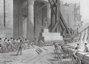 Artisans phéniciens construisant un temple pour Salomon (lithographie) - A.C. Weatherstone