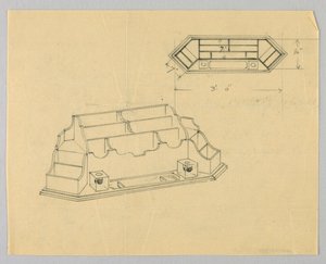 Conception pour organisateur de bureau en plan et élévation - A.N. Davenport Co.