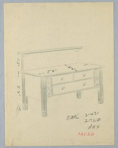 Conception pour un buffet rectangulaire avec des vases de fleurs - A.N. Davenport Co.