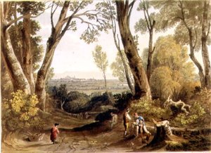 Hereford, depuis Dynedor Hill, gravé par Theodore H. A. Fielding, pub. dans 