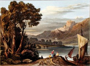 Le nouveau barrage. Regardant en amont de la rivière, planche 11 de Description de la rivière Wye, gravé par Theodore Henry Fielding, 1818