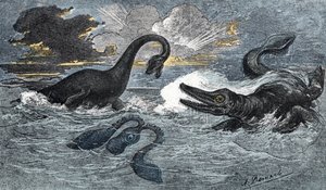 Plésiosaure et un ichthyosaure du Jurassique inférieur - A. Demarle