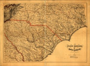 633 600. LC Civil War Maps (2e éd.), 305a.4 Carte générale. Les autorités utilisées pour réaliser la carte sont listées sous le titre. Les noms des États, les frontières et les chemins de fer sont surimprimés en rouge. Description dérivée de la bibliograph
