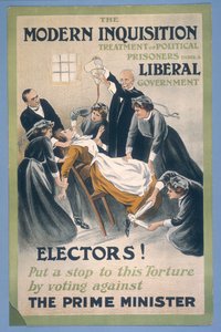 Une suffragette prisonnière nourrie de force, 1910